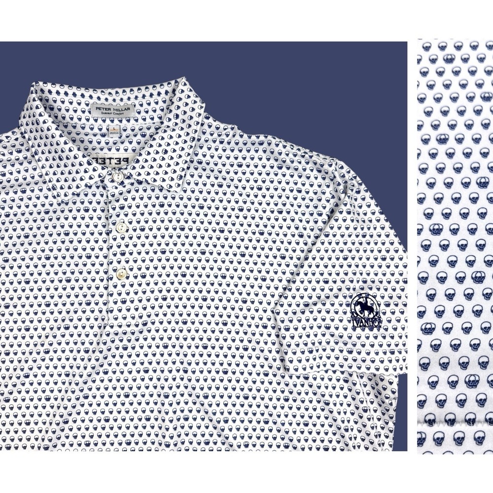 PETER MILLAR x IVANHOE Lg Polo Shirt Summer Comfort Performance Double Skull AOP